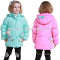 custom made comfortable down jacket for kids/kids long sleeve winter coat/girl winter down wear cartoon printing